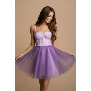 Dámské šaty EVA & LOLA Koktejlové Šaty TIPHAINE fialkové Barva: Fialová, Velikost: L