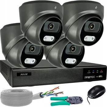 Bezpečnostní kamera Sada 4 Grafitových IP Kamer 8MP 4K POE s Detekcí Osob a Vozidel (bez HDD)