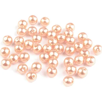 Dětské navlékací korálky Plastové voskové korálky / perly Glance Ø6 mm, střední, F41 lososová