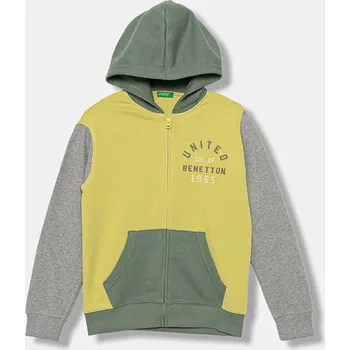 Chlapecká mikina Dětská bavlněná mikina United Colors of Benetton 3J68C505C.G.seasonal žlutá 10X, vel. 150