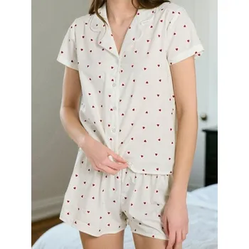 Dámské oblečení Sinsay - Dvoudílná pyžamová souprava - krémová - 145FM-01X - 145FM-01X-L