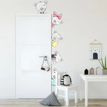 Samolepící dekorace Inspio Dětské samolepky na zeď kolem dveří - Šedí plyšoví medvídci II N.2 – VLEVO OD DVEŘÍ (960)