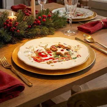 Talíř Vánoční talíře s Mikulášem 19 cm 4 ks