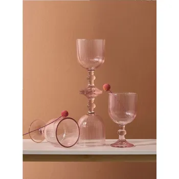 Sklenice Sinsay - Rýhované skleničky 4 ks - růžová - 297ES-39X - 297ES-39X-ONE