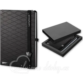 Zápisník LANYBOOK GLAMOROUS BEAUTY, poznámkový zápisník s gumičkou 140x205 mm, černá S