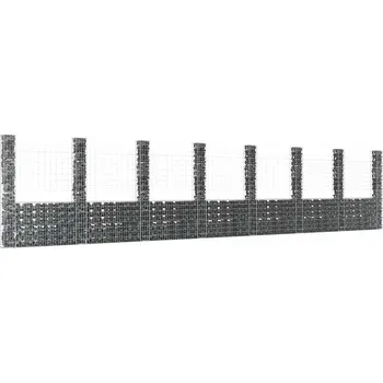 Plot ZBXL Gabionový koš ve tvaru U s 8 sloupky železo 860 x 20 x 200 cm