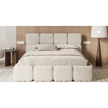 Postel Čalouněná postel DELICATO 140x200 cm Bílá Cleo s úložným prostorem kovový rošt