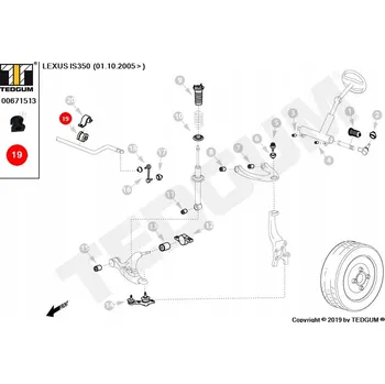 Stabilizátor nápravy Tedgum 00671513 silentblok stabilizátoru přední nápravy