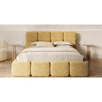 Postel Čalouněná postel DELICATO 180x200 cm Žlutá Cleo s úložným prostorem kovový rošt