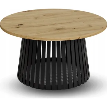 Jídelní stůl Stůl kulatý Heydoo 90 x 90 x 44 cm černý, dub artisan