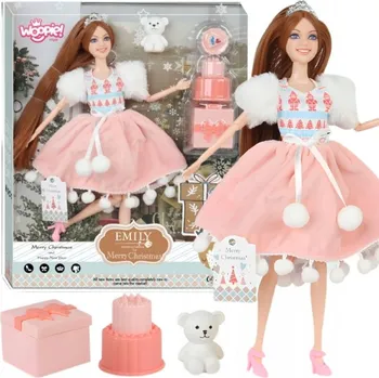Panenka Panenka Emi ve vánočním šatě s medvídkem Příslušenství Medvídek Dort Dárek WOOPIE