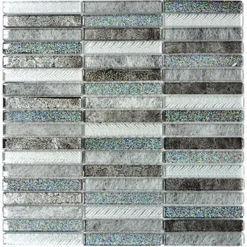 Obklad Skleněná mozaika WzorcowniaStudio 29,8 x 30,4 cm, odstíny šedé a stříbrné
