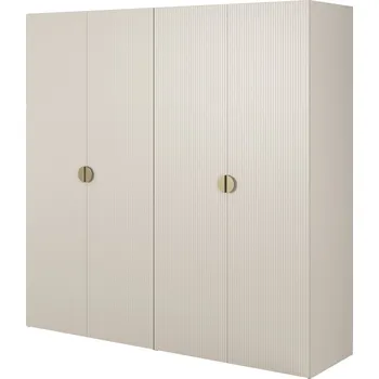 Šatní skříň Skříň čtyřdveřová Moonir tyč police a kontejneru 200 cm Šedá béžová