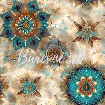 Teplákovina, Krémovotyrkysové mandaly (E) 0,55m/ks (Kvalitní teplákovina Bella)