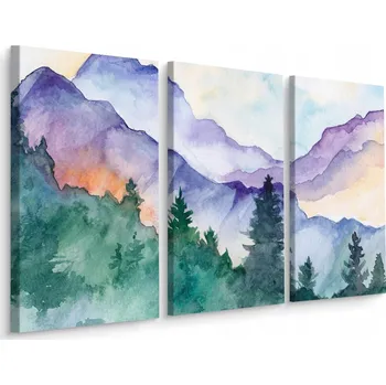 Obraz Třídílný malovaný obraz HORSKÁ krajina 180x120 cm