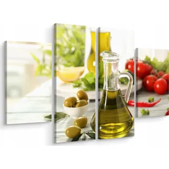 Obraz Vícedílný obraz Čerstvý OLIVOVÝ OLEJ Zelenina 80x60