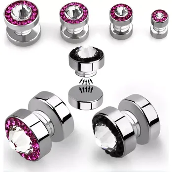 Piercing Magnetický fake plug se Swarovski krystaly | Chirurgická ocel 316L (Magnetický plug Swarovski – bez propíchnutí)