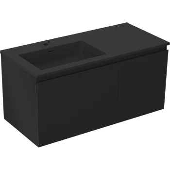 Koupelnový nábytek Mexen Orio koupelnová skříňka 100 cm s umyvadlem Otis levá, 1S, 1D, černá matná - 91A13-10047-3-BBFF71-W18L71 Skříňky s umyvadlem