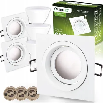 3x Halogenové Podhledové Stropní Svítidlo Čtverec Nastavitelné GU10 6W 3000K