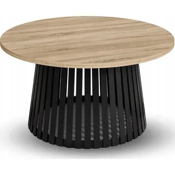 Konferenční stolek Stůl kulatý Heydoo 75 x 75 x 44 cm černý, dub sonoma