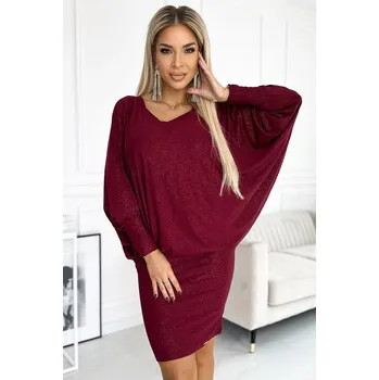 Dámské šaty Vínové třpytivé večerní šaty Numoco, S/M i240_190640_2:S/M