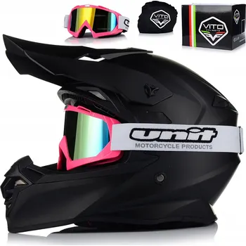 Helma na motorku MOTOCYKLOVÁ PŘILBA | VITO TIVOLI MATNÁ + BRÝLE | OFF-ROAD ENDURO CROSS QUAD