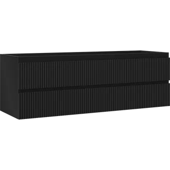 Koupelnový nábytek Mexen Rivel skříňka pod umyvadlo 140 cm, 2 zásuvky, rýhovaná, černá mat - 91A20-14047-2-BFF71 Koupelnové skříňky