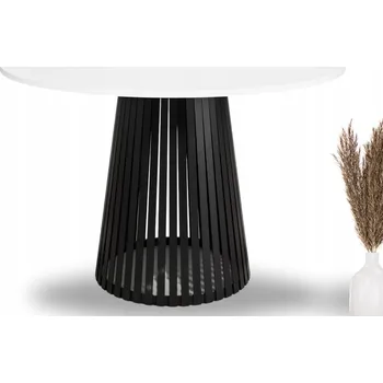 Jídelní stůl Stůl 110 cm - bílý, kulatý s kovovou nohou Viero