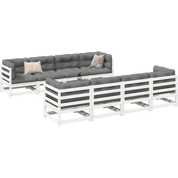 9dílná zahradní sedací souprava bílá masivní borové dřevo Bílá3299354