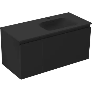Koupelnový nábytek Mexen Orio koupelnová skříňka 100 cm s umyvadlem Vela pravá, 1S, 1D, černá mat - 91A13-10047-3-BBFF71-W23P71 Skříňky s umyvadlem
