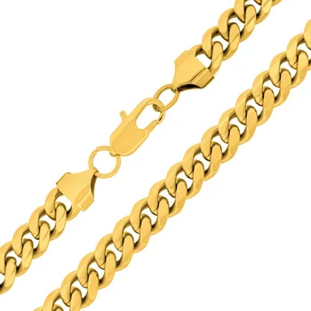 Řetízek Pánský řetízek Curb Pancr z chirurgické oceli pozlacený - 9 mm 45cm