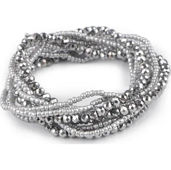 Náramek Pružné náramky z rokajlu a broušených korálků sada 10 ks