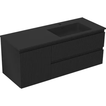 Koupelnový nábytek Mexen Rivel koupelnová skříňka 120 cm s umyvadlem Otis pravá, 2S, 1D, rýhovaná, černá mat - 91A23-12047-3-BBFFF71-W18P71 Skříňky s umyvadlem