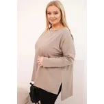 Dámská asymetrická blůza Plussize s dlouhým rukávem/BARVY Barva: Fango, Velikost: universal