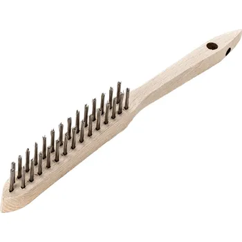 Drátěný kartáč Lessmann 103721 | Ruční kartáč Standard dřevěná rukojeť 2-radová, nerezový drát rovný 0,30