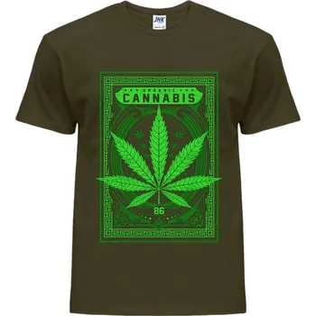 Pánské tričko levne-bavlnene-tricko-potisk-konopi Barva: Khaki, velikost: XXL