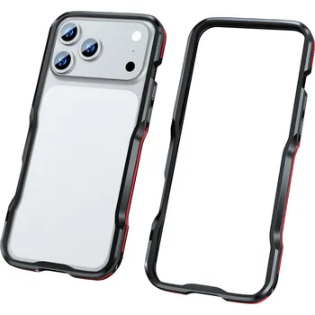 Telefonní příslušenství Kryt LUPHIE pro iPhone 17 Pro Max - kovový rámeček - černý / červený
