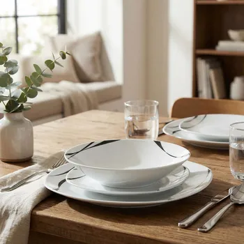 Talíř Sada porcelánových talířů SAXO WHITE pro 6 osob (18 ks)