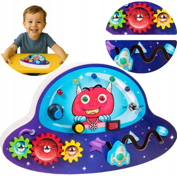 Dřevěná hračka SENZORICKÁ HRAČKA DŘEVĚNÁ MANIPULAČNÍ HRA KOSMOS MULTIFUNKČNÍ PRO DĚTI 3+