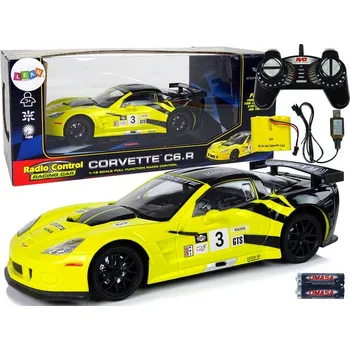 RC model auta Sportovní závodní auto R/C 1:18 Corvette C6.R Žlutá 2.4 G Světla