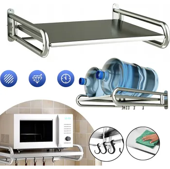 Obývací pokoj XGMZTN Závěsná kuchyňská police na mikrovlnnou troubu, nástěnný držák na mikrovlnku šedý