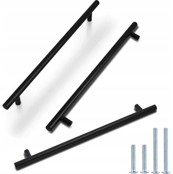 Nábytkové kování Nábytková úchytka reling pro zásuvky a skříně, černá ocel, 10 kusů, 320 mm