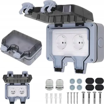 Elektrická zásuvka DVOJITÁ ZAHRADNÍ ZÁSUVKA VENKOVNÍ VODOTĚSNÁ ZÁSUVKA S VYPÍNAČEM