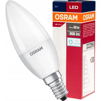 Žárovka LED žárovka svíčka E14 8W = 60W B35 6500K Osram