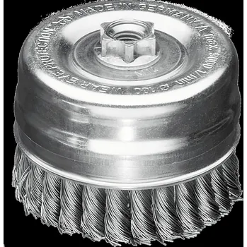 Drátěný kartáč Lessmann 486317 | Splétaný hrncový kartáč s přítlačným kroužkem 1řadý 100 mm / 0,80 ocelový drát hladký