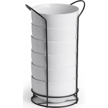 SADA 6 PORCELÁNOVÝCH MISEK SE STOJANEM, 800 ML, PRŮMĚR 14 CM