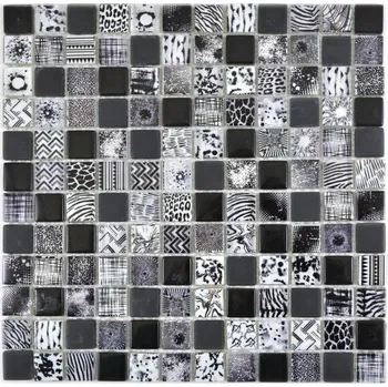 Obklad Skleněná mozaika WzorcowniaStudio 29,8 x 29,8 cm černá