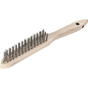 Drátěný kartáč Lessmann 104331 | Ruční kartáč Standard dřevěná rukojeť 3-radová, nerezový drát zvlněný 0,15