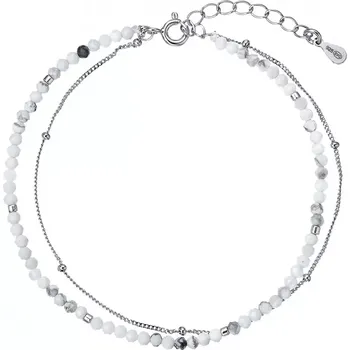 Náramek Stříbrný dvojitý náramek s bílými howlity 13114.1