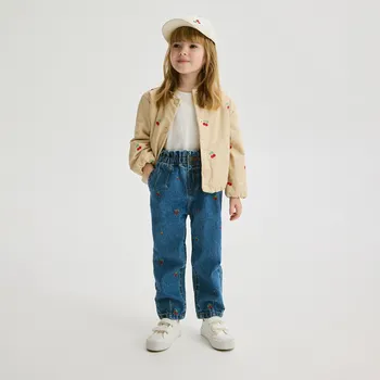 Reserved - Džíny baggy s&nbsp;ozdobnou výšivkou - modrá - 765CV-55J - 765CV-55J-92-2